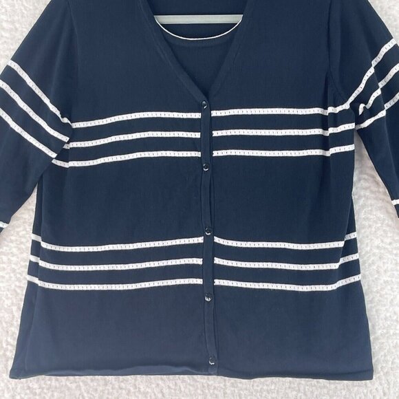 Norton McNaughton Petites Black Striped Sweater Womens 3/4 Sleeve Size PL - Picture 4 of 16